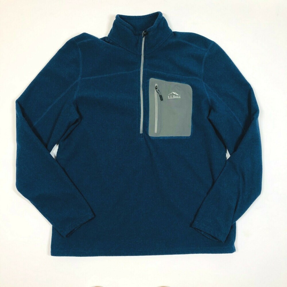 L.L. Bean Men's 1/4 Zip Pull Over Active Fleece Jacket Camping Hiking Outdoors L